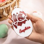Henkilökohtainen 3D dinosaurus Glitter akryyli pääsiäiskori Tag kanssa Lanyard ja nimi Monivärinen loma koristelu lahja lapsille dinosaurus ystäville