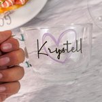 Personalised Love 16oz Glass Coffee Cup Set with Coaster and Name Birthday Housewarming Gift for Women