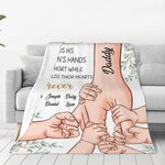 Personalised Father Holds Children's Hands Forever Soft Blanket with 1-6 Names Father's Day Gift for Dad Grandpa