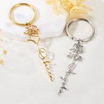 Llavero Personalizado Flor de Nacimiento con Nombre Cumpleaños Regalo de Novia para Ella