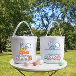 Panier de Pâques Sac Personnalisé avec Nom pour Chasse aux Oeufs Cadeau de Pâques pour Enfants