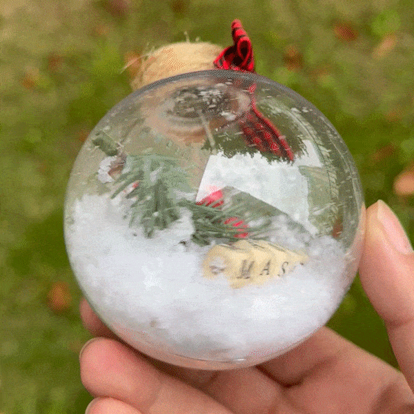 Personalizzato rustico Natale chiaro palla di plastica appeso Ornamento con agrifoglio e testo Albero di Natale Decor regalo per la famiglia