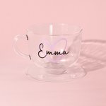 Personalised Love 16oz Glass Coffee Cup Set with Coaster and Name Birthday Housewarming Gift for Women