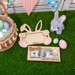 Conejito de madera personalizado con nombre grabado Cesta de Pascua Rellenos Fiesta de Navidad Regalo para niños