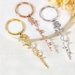 Llavero Personalizado Flor de Nacimiento con Nombre Cumpleaños Regalo de Novia para Ella