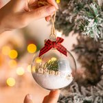 Personalizzato rustico Natale chiaro palla di plastica appeso Ornamento con agrifoglio e testo Albero di Natale Decor regalo per la famiglia