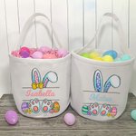 Panier de Pâques Sac Personnalisé avec Nom pour Chasse aux Oeufs Cadeau de Pâques pour Enfants
