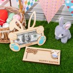 Conejito de madera personalizado con nombre grabado Cesta de Pascua Rellenos Fiesta de Navidad Regalo para niños