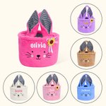 Personalized Cute Plush Bunny Easter Basket with Name Easter Egg Hunting Gift for Kids