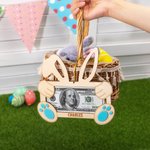 Conejito de madera personalizado con nombre grabado Cesta de Pascua Rellenos Fiesta de Navidad Regalo para niños