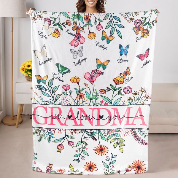 Gepersonaliseerde Geboortemaand Vlinderdeken met Naam Wildebloemen Tuin Thema Huisdecoratie Moederdag Verjaardagscadeau Mamma Oma