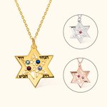 Collana personalizzata con stella di Davide dell'Albero della Vita con nome ebraico Pietra di nascita Gioielli della famiglia ebraica Regalo per la ma