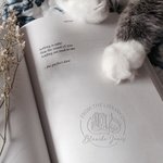 Sello de Libro Personalizado Luna de Gato Tema Creativo y Bolsa Negra con Texto Regalo de Cumpleaños para los Amantes de los Gatos Entusiastas de los Libros