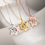 Collana personalizzata con stella di Davide dell'Albero della Vita con nome ebraico Pietra di nascita Gioielli della famiglia ebraica Regalo per la ma