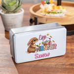 Conejo de Pascua de Camuflaje Personalizado Lata de Galletas de Metal con Nombre Regalo de Pascua para Niños y Familias