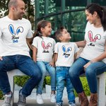 Personalizzato carino coniglio orecchie cotone maglietta famiglia costume con nome regalo di Pasqua per genitore bambino