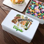 Conejo de Pascua de Camuflaje Personalizado Lata de Galletas de Metal con Nombre Regalo de Pascua para Niños y Familias