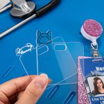 Personalizzato Cat Dog Horse Ears Line Acrylic Badge Topper con nome Creative ID Card Decoration Thank You Gift for Medical Worker Pet Lover