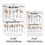 Placca acrilica rettangolare personalizzata con supporto Decorazione per la casa Regalo per la festa della mamma per la nonna Ora nonna nascita fiore