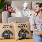 Taie de Coussin Personnalisée avec Dessin de Chien Chat et Nom Cadeau Anniversaire pour Ami qui Aime les Animaux