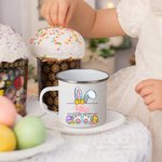 Gepersonaliseerde schattige Bunny Paaseieren 11oz geëmailleerde mok met kleurrijke naam Paascadeau voor kinderen