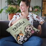 Taie de Coussin Personnalisée avec Dessin de Chien Chat et Nom Cadeau Anniversaire pour Ami qui Aime les Animaux