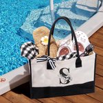 Personalizzato Fiore Lettera Design Canvas Tote Bag con iniziale Matrimonio Compleanno Spiaggia Regalo per le donne