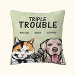 Taie de Coussin Personnalisée avec Dessin de Chien Chat et Nom Cadeau Anniversaire pour Ami qui Aime les Animaux
