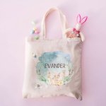 Henkilökohtainen vesiväri Forest Bunny Canvas Kangas Kangaskassi käsilaukku nimi pääsiäismuna metsästys kori lahja lapsille perheelle