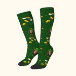 Gepersonaliseerde Lucky Shamrocks Face Photo Crew Socks Kniehoge Sokken met Naam St. Patrick's Day Gift voor Familie