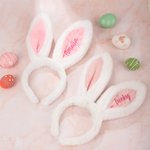Gepersonaliseerde schattige Bunny oren pluche hoofdband met borduurwerk naam zacht haar accessoire Pasen Party Gift voor familie kinderen