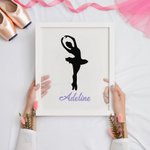 Décor Tableau en Verre Personnalisé avec Silhouette de Ballerine et Nom Cadeau Anniversaire pour Femme