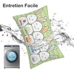 Coussin Doux et Confortable Taie d'Oreiller avec Lapin de Pâques Personnalisée avec Noms Cadeau de Pâques pour la Famille