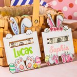 Personalisierte hölzerne Osterkorb Tag Bunny Geldhalter mit Namen Ostern Geschenk für Kinder