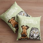 Taie de Coussin Personnalisée avec Dessin de Chien Chat et Nom Cadeau Anniversaire pour Ami qui Aime les Animaux