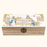 Personalised Peter Rabbit Bunny Wooden Storage Box Easter Birthday Gift for Kids Friend