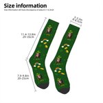 Gepersonaliseerde Lucky Shamrocks Face Photo Crew Socks Kniehoge Sokken met Naam St. Patrick's Day Gift voor Familie