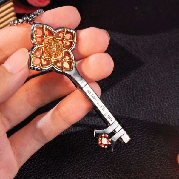 Personalized Thorns Iris Cross Gothic Key Necklace with Removable Compartment and Paper Vintage Jewelry Gift for Gothic Lover