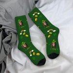 Gepersonaliseerde Lucky Shamrocks Face Photo Crew Socks Kniehoge Sokken met Naam St. Patrick's Day Gift voor Familie