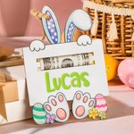 Personalisierte hölzerne Osterkorb Tag Bunny Geldhalter mit Namen Ostern Geschenk für Kinder