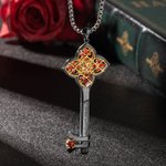 Personalized Thorns Iris Cross Gothic Key Necklace with Removable Compartment and Paper Vintage Jewelry Gift for Gothic Lover