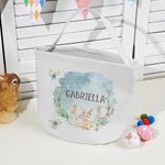 Panier en Toile Personnalisé avec Nom Sac à Motif Aquarelle Cadeau Annviersaire Pâques pour Enfant