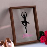 Décor Tableau en Verre Personnalisé avec Silhouette de Ballerine et Nom Cadeau Anniversaire pour Femme