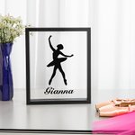 Décor Tableau en Verre Personnalisé avec Silhouette de Ballerine et Nom Cadeau Anniversaire pour Femme