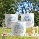 Panier en Toile Personnalisé avec Nom Sac à Motif Aquarelle Cadeau Annviersaire Pâques pour Enfant