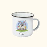 Henkilökohtainen söpö pääsiäispupu munat kukka 11oz emali muki nimi Happy Easter lahja lapsille