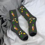 Gepersonaliseerde Lucky Shamrocks Face Photo Crew Socks Kniehoge Sokken met Naam St. Patrick's Day Gift voor Familie
