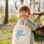 Henkilökohtainen vesiväri Forest Bunny Canvas Kangas Kangaskassi käsilaukku nimi pääsiäismuna metsästys kori lahja lapsille perheelle
