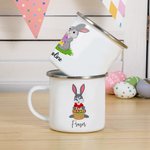 Henkilökohtainen söpö pääsiäispupu munat kukka 11oz emali muki nimi Happy Easter lahja lapsille