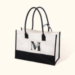 Personalizzato Fiore Lettera Design Canvas Tote Bag con iniziale Matrimonio Compleanno Spiaggia Regalo per le donne